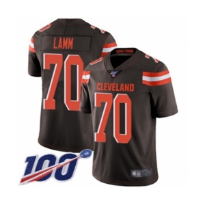 Men's Cleveland Browns #70 Kendall Lamm Brown Team Color Vapor Untouchable Limited Player 100th Season Football Jersey