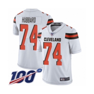 Men's Cleveland Browns #74 Chris Hubbard White Vapor Untouchable Limited Player 100th Season Football Jersey