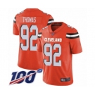 Men's Cleveland Browns #92 Chad Thomas Orange Alternate Vapor Untouchable Limited Player 100th Season Football Jersey