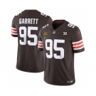 Men's Cleveland Browns #95 Myles Garrett Brown 2023 F.U.S.E. With 4-Star C Patch And Jim Brown Memorial Patch Vapor Untouchable Limited Football jerseys