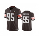 Men's Cleveland Browns #95 Myles Garrett Brown 2023 F.U.S.E. With Jim Brown Memorial Patch Vapor Untouchable Limited Football Stitched Jersey