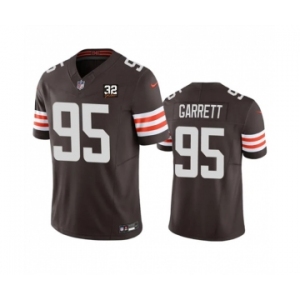 Men's Cleveland Browns #95 Myles Garrett Brown 2023 F.U.S.E. With Jim Brown Memorial Patch Vapor Untouchable Limited Football Stitched Jersey