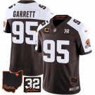 Men's Cleveland Browns #95 Myles Garrett Brown Alternate 2025 F.U.S.E. 4-Star C Patch With Jim Brown Memorial & Home Patch Vapor Limited Football Stitched 
