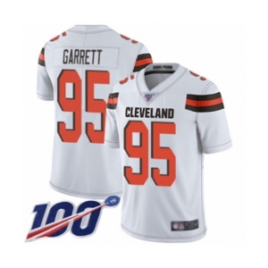 Men's Cleveland Browns #95 Myles Garrett White Vapor Untouchable Limited Player 100th Season Football Jersey