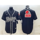 Men's Cleveland Browns Black Reflective Team Big Logo With Patch Cool Base Stitched Baseball Jersey