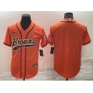 Men's Cleveland Browns Blank Orange Stitched MLB Cool Base Nike Baseball Jersey