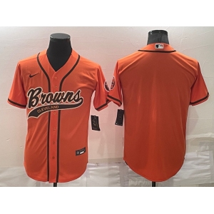 Men's Cleveland Browns Blank Orange Stitched MLB Cool Base Nike Baseball Jersey