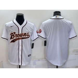 Men's Cleveland Browns Blank White Stitched MLB Cool Base Nike Baseball Jersey