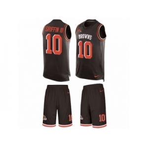 Men's Nike Cleveland Browns #10 Robert Griffin III Limited Brown Tank Top Suit NFL Jersey