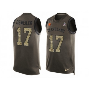 Men's Nike Cleveland Browns #17 Brock Osweiler Limited Green Salute to Service Tank Top NFL Jersey