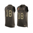 Men's Nike Cleveland Browns #18 Kenny Britt Limited Green Salute to Service Tank Top NFL Jersey