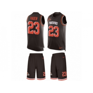 Men's Nike Cleveland Browns #23 Joe Haden Limited Brown Tank Top Suit NFL Jersey