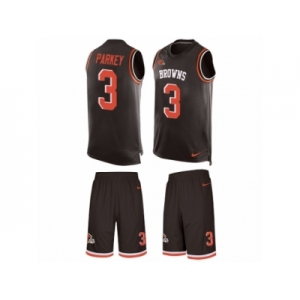 Men's Nike Cleveland Browns #3 Cody Parkey Limited Brown Tank Top Suit NFL Jersey