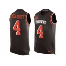 Men's Nike Cleveland Browns #4 Britton Colquitt Limited Brown Player Name & Number Tank Top NFL Jersey