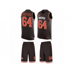 Men's Nike Cleveland Browns #64 JC Tretter Limited Brown Tank Top Suit NFL Jersey