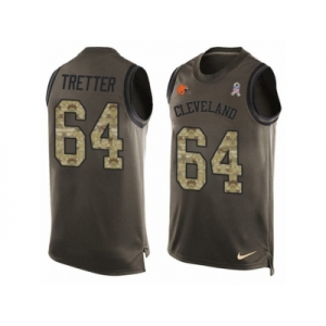 Men's Nike Cleveland Browns #64 JC Tretter Limited Green Salute to Service Tank Top NFL Jersey