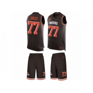 Men's Nike Cleveland Browns #77 John Greco Limited Brown Tank Top Suit NFL Jersey