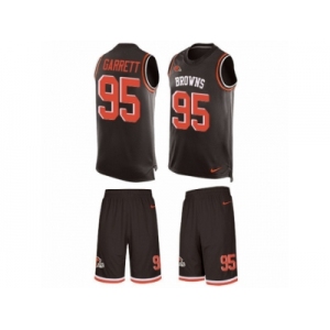 Men's Nike Cleveland Browns #95 Myles Garrett Limited Brown Tank Top Suit NFL Jersey