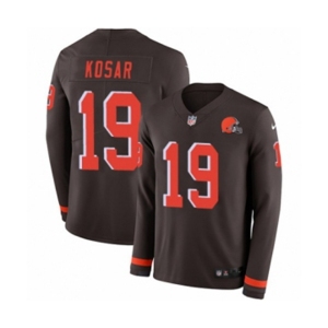 Nike Cleveland Browns #19 Bernie Kosar Limited Brown Therma Long Sleeve NFL Jersey