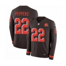 Nike Cleveland Browns #22 Jabrill Peppers Limited Brown Therma Long Sleeve NFL Jersey