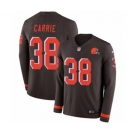 Nike Cleveland Browns #38 T. J. Carrie Limited Brown Therma Long Sleeve NFL Jersey