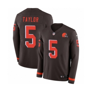 Nike Cleveland Browns #5 Tyrod Taylor Limited Brown Therma Long Sleeve NFL Jersey