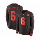 Nike Cleveland Browns #6 Baker Mayfield Limited Brown Therma Long Sleeve NFL Jersey