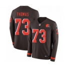 Nike Cleveland Browns #73 Joe Thomas Limited Brown Therma Long Sleeve NFL Jersey