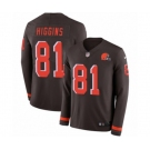 Nike Cleveland Browns #81 Rashard Higgins Limited Brown Therma Long Sleeve NFL Jersey