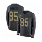 Nike Cleveland Browns #95 Myles Garrett Limited Black Salute to Service Therma Long Sleeve NFL Jersey