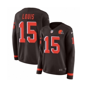 Women Nike Cleveland Browns #15 Ricardo Louis Limited Brown Therma Long Sleeve NFL Jersey