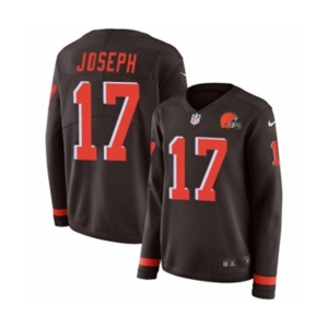 Women Nike Cleveland Browns #17 Greg Joseph Limited Brown Therma Long Sleeve NFL Jersey