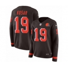 Women Nike Cleveland Browns #19 Bernie Kosar Limited Brown Therma Long Sleeve NFL Jersey