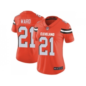 Women Nike Cleveland Browns #21 Denzel Ward Orange Alternate Stitched NFL Vapor Untouchable Limited Jersey