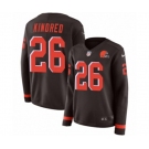 Women Nike Cleveland Browns #26 Derrick Kindred Limited Brown Therma Long Sleeve NFL Jersey