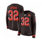 Women Nike Cleveland Browns #32 Jim Brown Limited Brown Therma Long Sleeve NFL Jersey