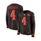 Women Nike Cleveland Browns #4 Britton Colquitt Limited Brown Therma Long Sleeve NFL Jersey