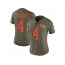 Women Nike Cleveland Browns #4 Britton Colquitt Limited Olive 2017 Salute to Service NFL Jersey