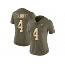 Women Nike Cleveland Browns #4 Britton Colquitt Limited Olive Gold 2017 Salute to Service NFL Jersey