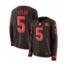 Women Nike Cleveland Browns #5 Tyrod Taylor Limited Brown Therma Long Sleeve NFL Jersey