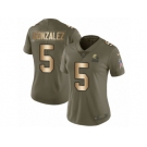 Women Nike Cleveland Browns #5 Zane Gonzalez Limited Olive Gold 2017 Salute to Service NFL Jersey