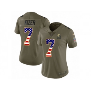 Women Nike Cleveland Browns #7 DeShone Kizer Limited Olive USA Flag 2017 Salute to Service NFL Jersey