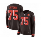 Women Nike Cleveland Browns #75 Joel Bitonio Limited Brown Therma Long Sleeve NFL Jersey