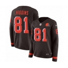 Women Nike Cleveland Browns #81 Rashard Higgins Limited Brown Therma Long Sleeve NFL Jersey