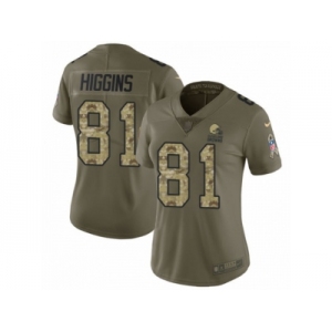 Women Nike Cleveland Browns #81 Rashard Higgins Limited Olive Camo 2017 Salute to Service NFL Jersey