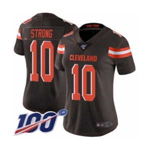 Women's Cleveland Browns #10 Jaelen Strong Brown Team Color Vapor Untouchable Limited Player 100th Season Football Jersey