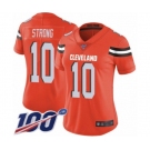 Women's Cleveland Browns #10 Jaelen Strong Orange Alternate Vapor Untouchable Limited Player 100th Season Football Jerse