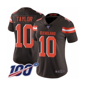 Women's Cleveland Browns #10 Taywan Taylor Brown Team Color Vapor Untouchable Limited Player 100th Season Football Jersey