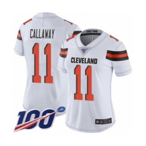 Women's Cleveland Browns #11 Antonio Callaway White Vapor Untouchable Limited Player 100th Season Football Jersey