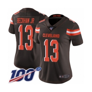 Women's Cleveland Browns #13 Odell Beckham Jr. 100th Season Brown Team Color Vapor Untouchable Limited Player Football Jersey